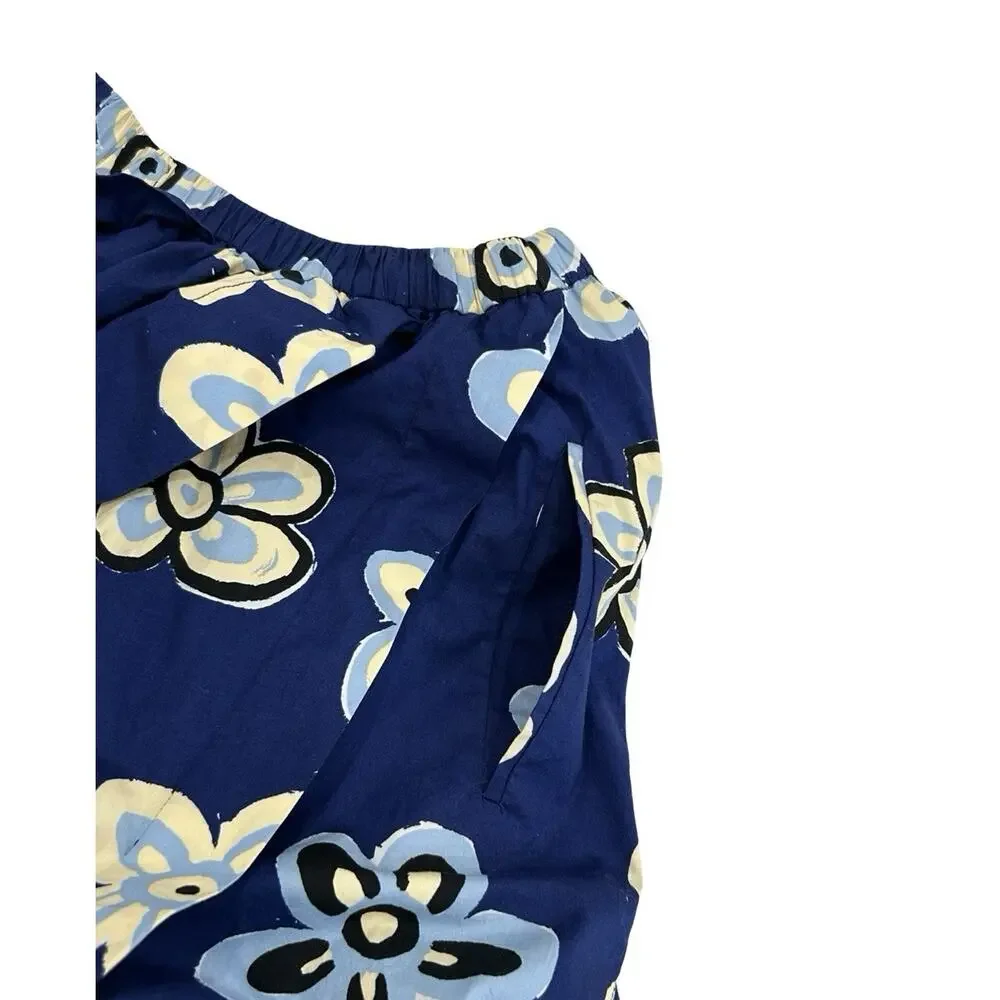 Marni Uniqlo Balloon Floral Skirt Womens Size XS Navy Blue Cotton Twill Pull On - Picture 5 of 7